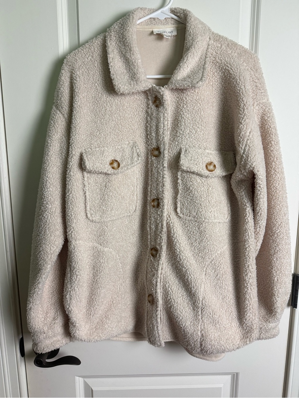Wishlist Cream Teddy Sherpa Jacket with Button Front